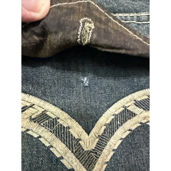 Y2K S2 Mens Wear Patch Embroidery Baggy Jeans  Hip Hop Vintage Blue Jeans 50x31 - Picture 6 of 14